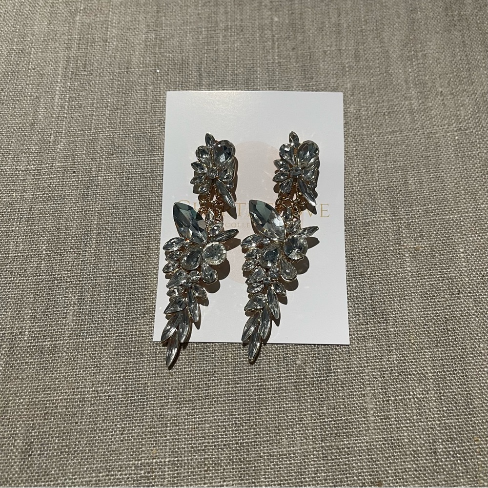 Elegant And Luxury Earring New - Rhinestone & Gold Drop | Bridal Jewelry - Picture 6 of 8